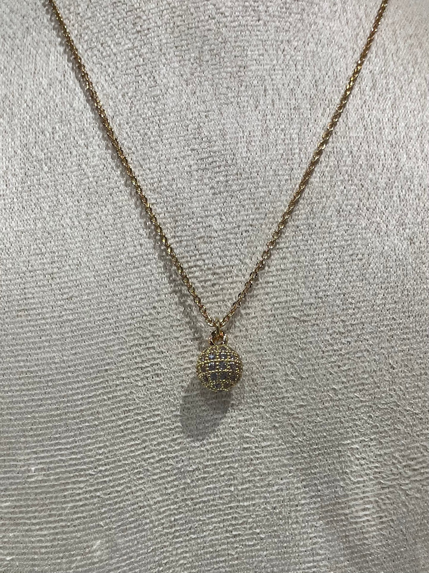 Collar de Zirconia con dije de  Esfera Brillante - Bling Bling