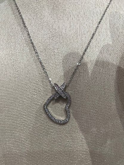 Collar de zirconia con dije de Corazón colgando de Lado - Bling Bling