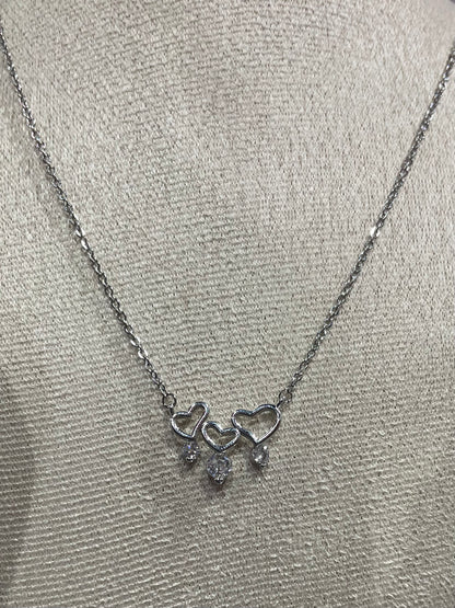 Collar de Zirconia con dije de Corazones - Bling Bling