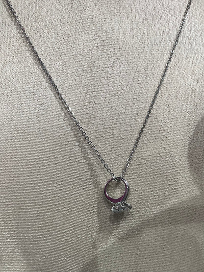 Collar de Zirconia con dije de Anillo - Bling Bling