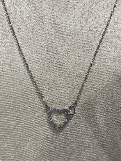 Collar de Zirconia con dije de Corazones entrelazados - Bling Bling