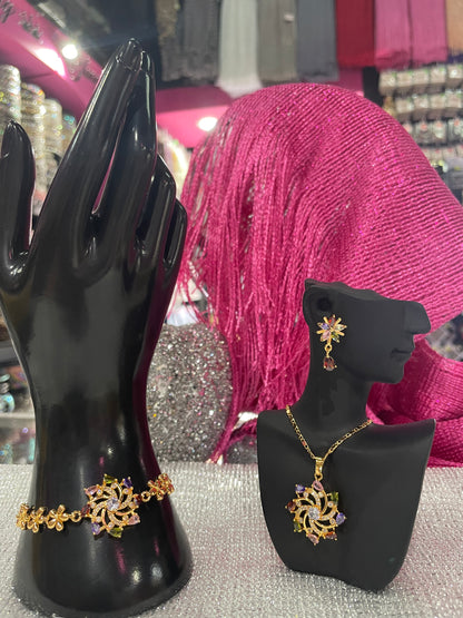 Conjunto de Joyería con dije de Flor - Bling Bling