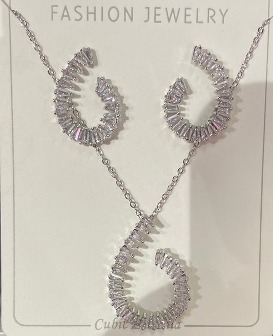 Conjunto de Collar y Aretes con Espiral Brillante - Bling Bling