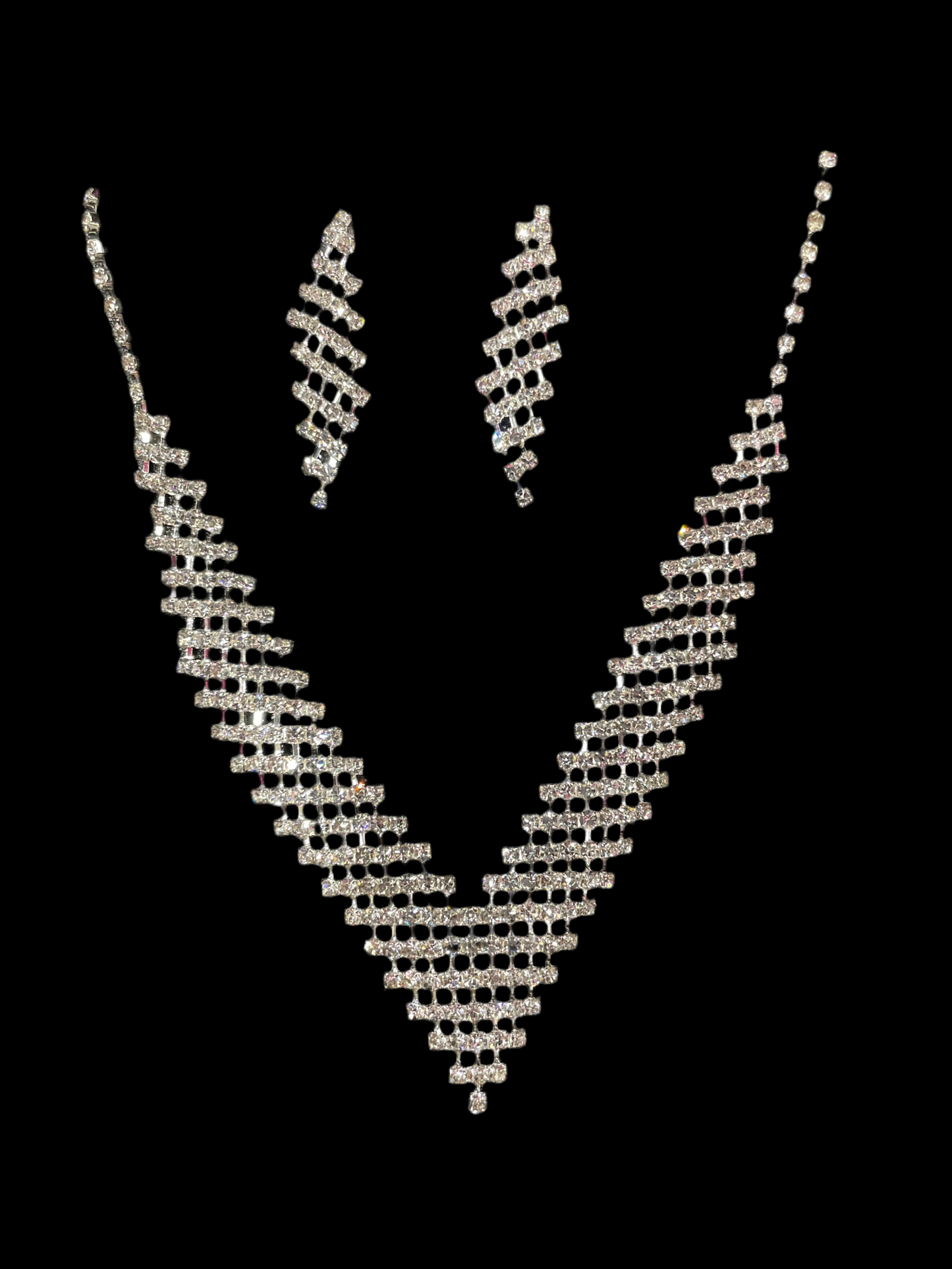 Juego de Collar y Aretes en Plateado - Bling Bling