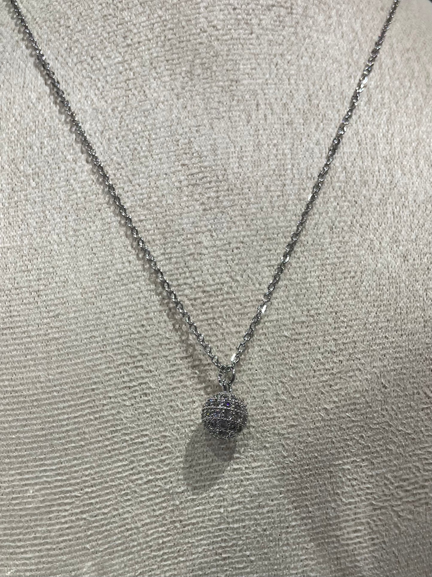 Collar de Zirconia con dije de  Esfera Brillante - Bling Bling