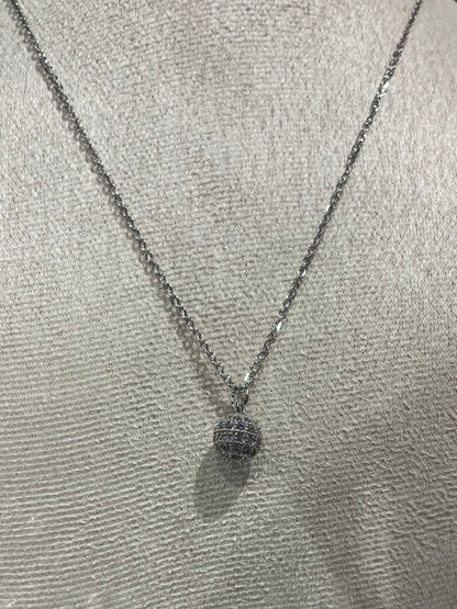 Collar de Zirconia con dije de  Esfera Brillante - Bling Bling