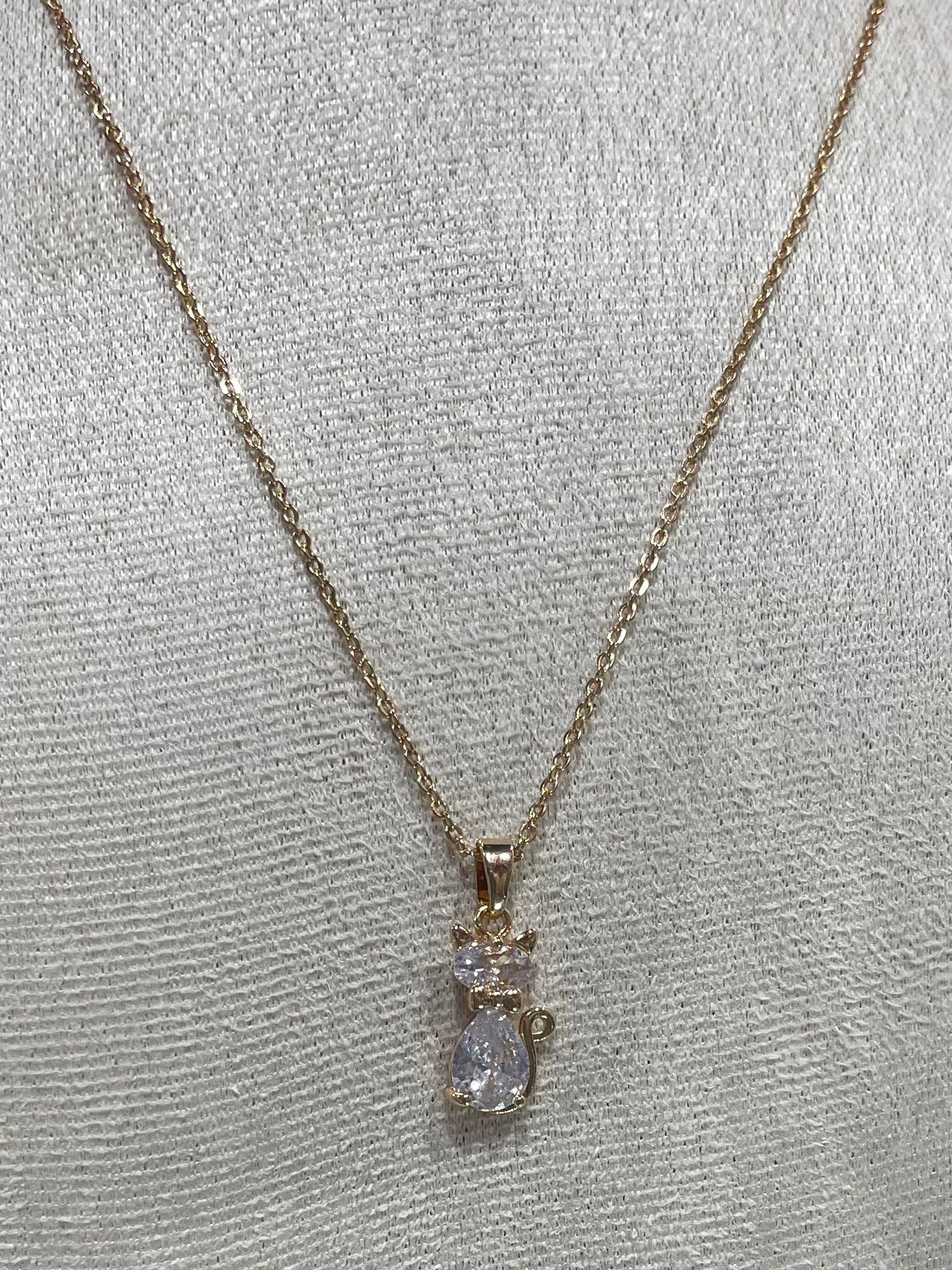 Collar de Zirconia con dije de Gato - Bling Bling