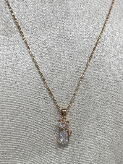 Collar de Zirconia con dije de Gato - Bling Bling