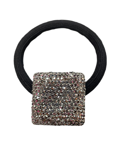 Liga para cabello con adorno  en forma cuadrada - Bling Bling