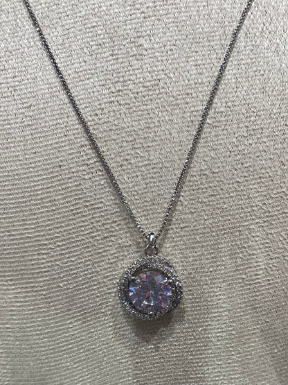 Collar de Zirconia con Dije Circular con piedra Brillante - Bling Bling