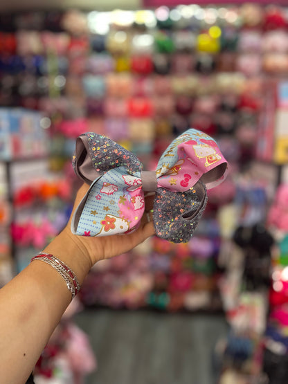 Moño Estampado Con Lentejuela- Los Moños De Kari