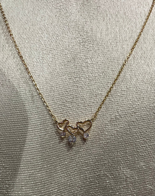Collar de Zirconia con dije de Corazones - Bling Bling