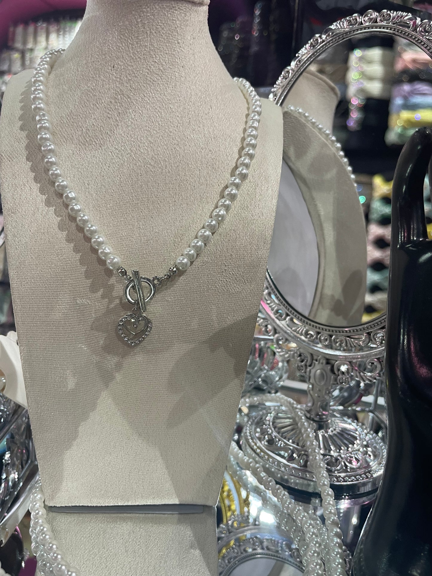 Collar de Perlas con dije Plateado - Bling Bling