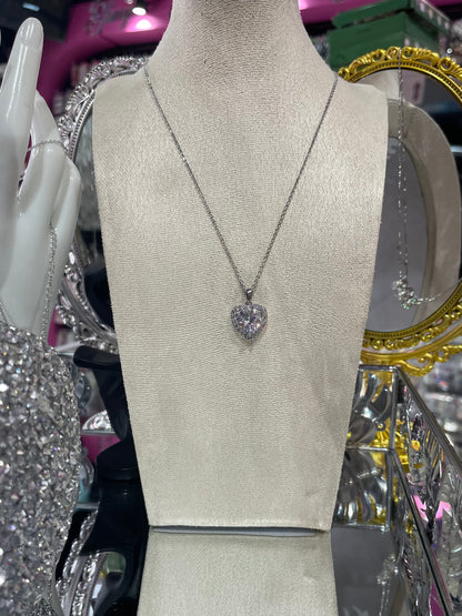 Collar de Zirconia con dije de Corazón y Piedra Grande - Bling Bling