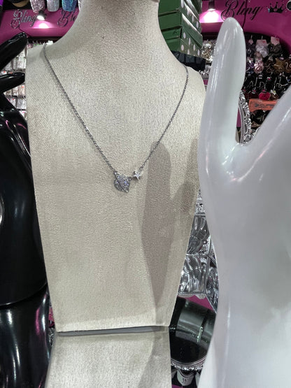 Collar de zirconia con dije del Saturno - Bling Bling