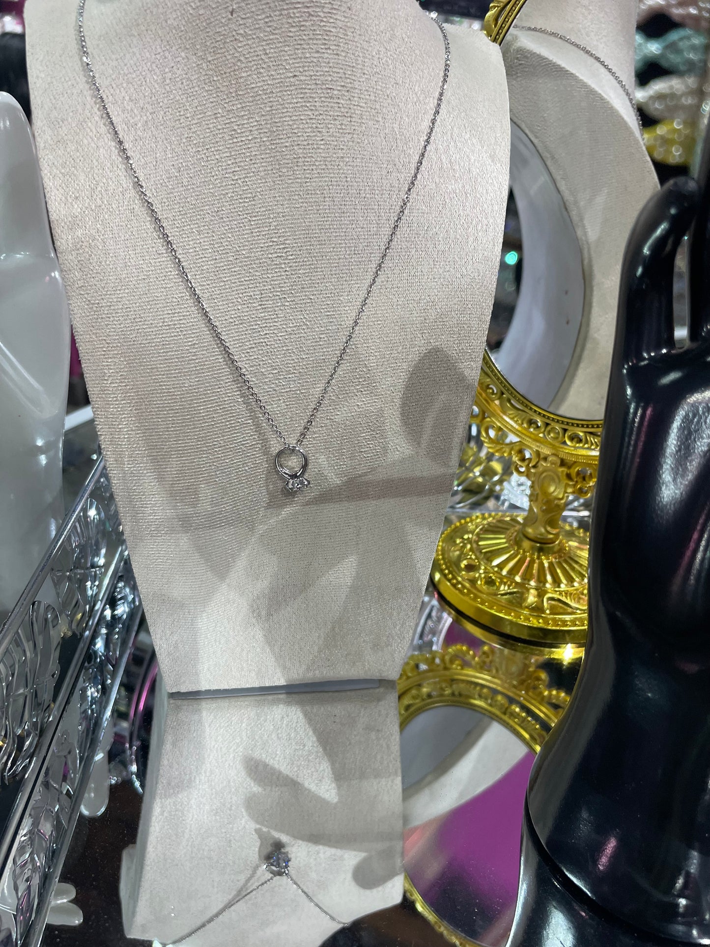 Collar de Zirconia con dije de Anillo - Bling Bling