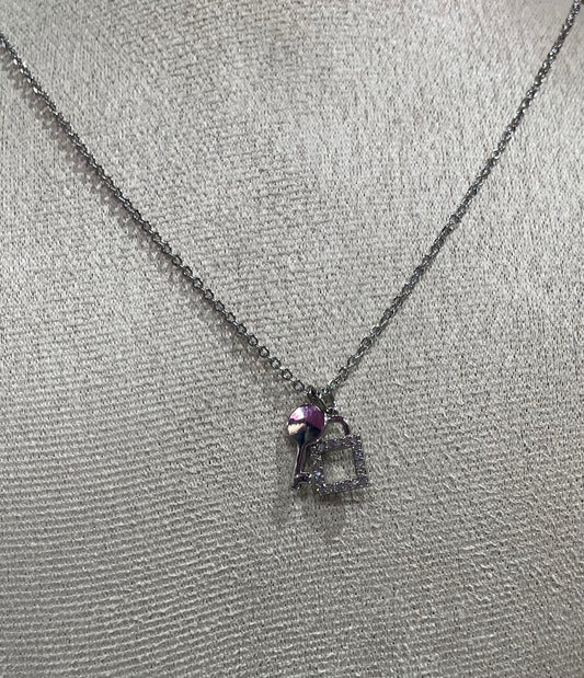 Collar de Zirconia con dije de Llave y Candado - Bling Bling