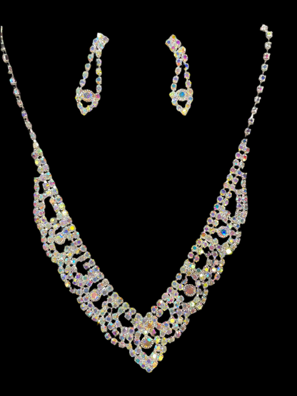 Juego de Collar y Aretes en Plata Tornasol - Bling Bling