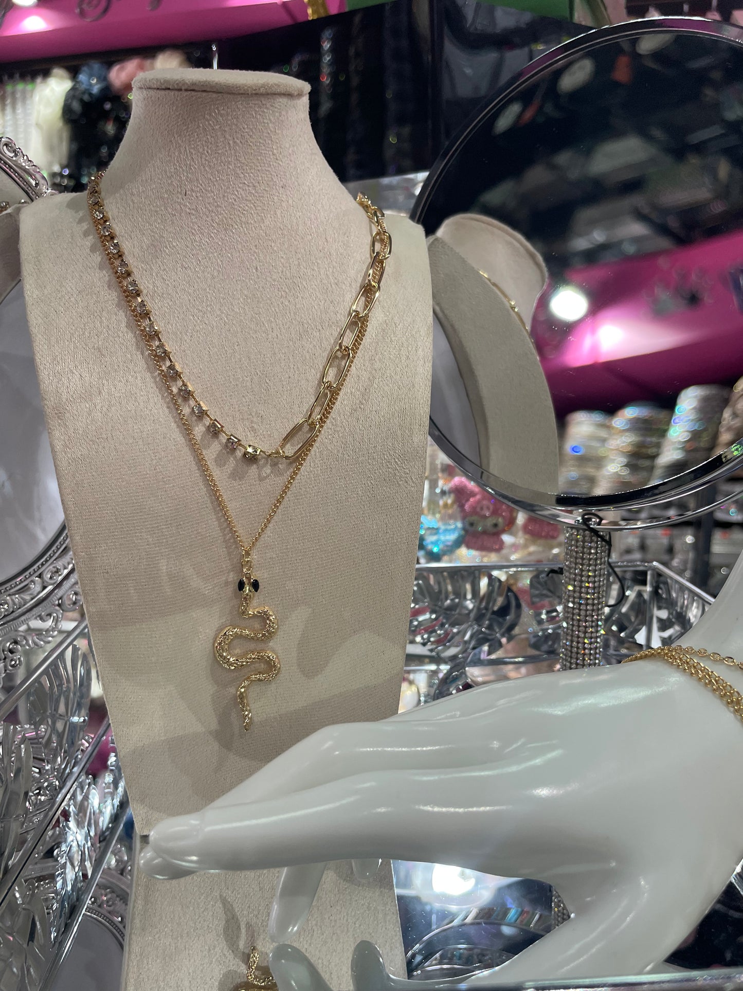 Collar doble cadena dorado con dije de Serpiente - Bling Bling