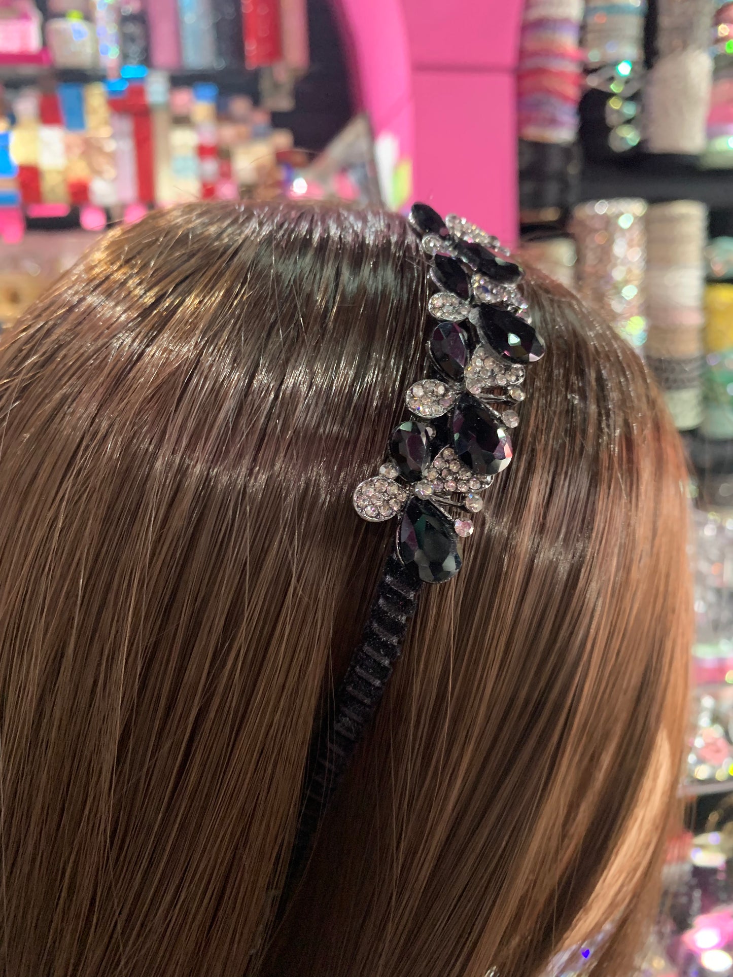 Diadema de plástico decorada - bling bling