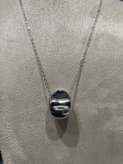 Collar con dije liso en Plateado - Bling Bling