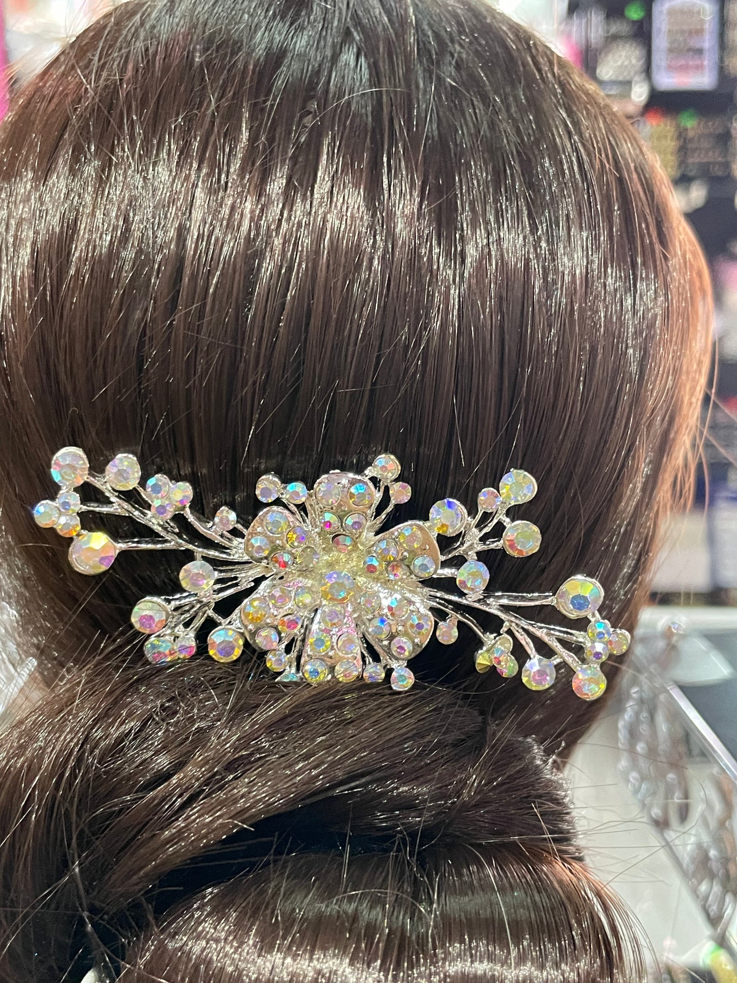 Peineta floral tornasol